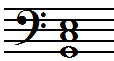 Accord de do majeur en clef de fa. Deuxième renversement